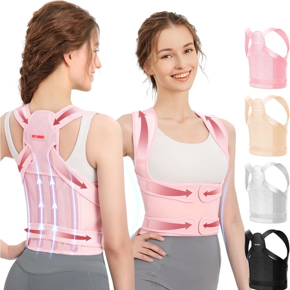 NWOT Fit Geno Pink Posture Corrector Vest Back Brace Adjustable Trainer Support - Picture 1 of 10